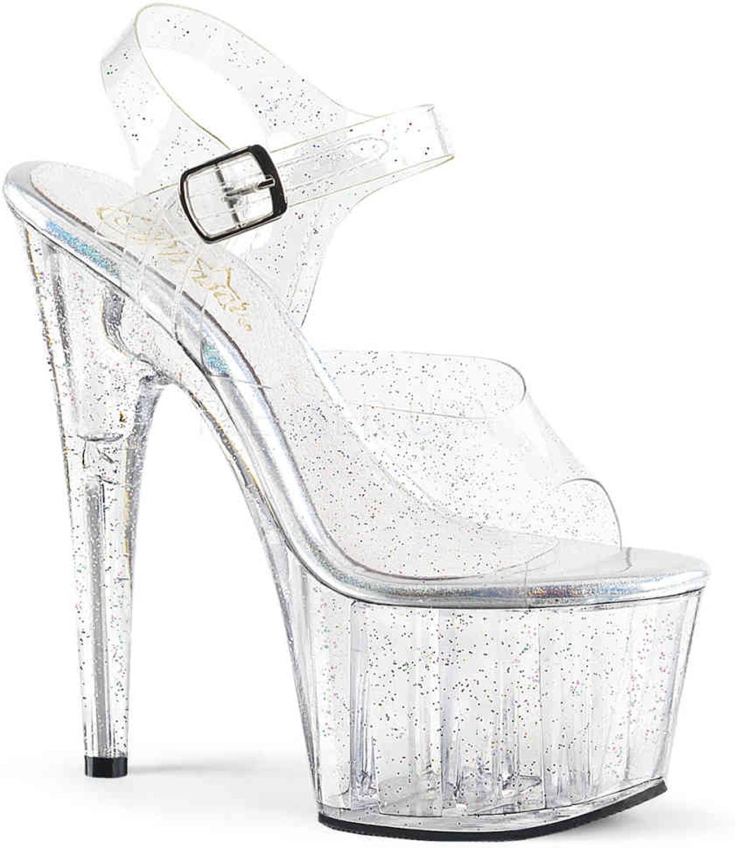 EU 37 = US 7 | ADORE-708MMG | 7 Heel, 2 3/4 PF Ankle Strap Sandal w/Mini Glitter